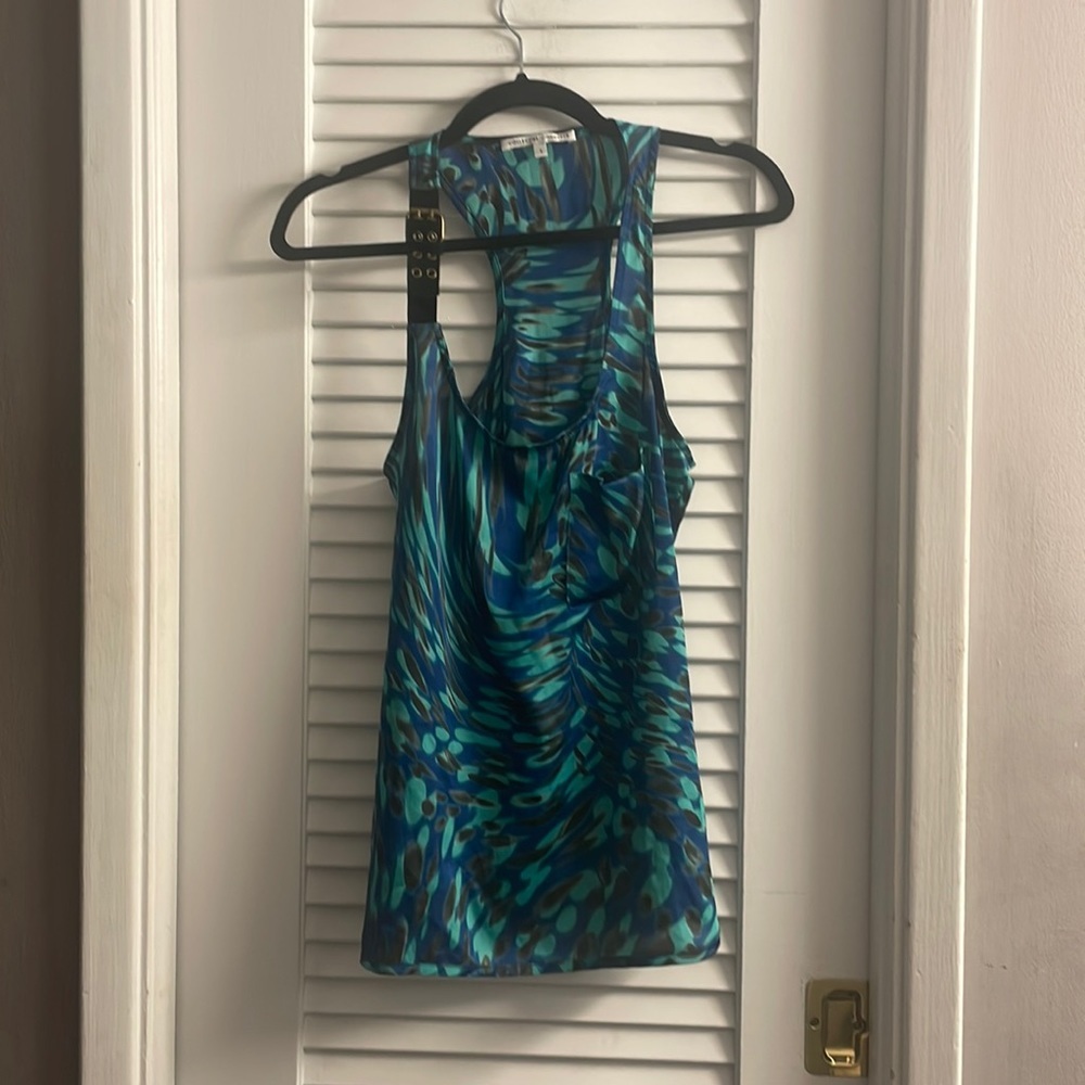 Collective Concepts Peacock Print Racerback Tank Size Sm With Belt Strap